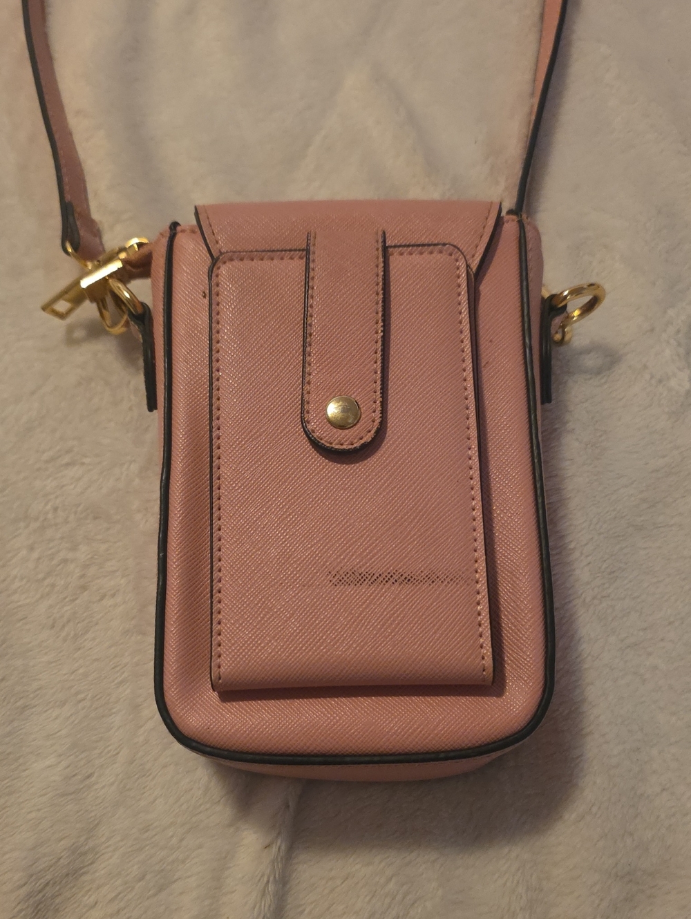 Compact Pink Crossbody Phone Bag with Front Snap Pocket